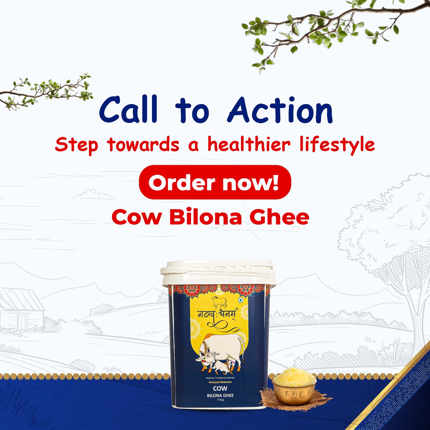 15Kg Cow Bilona Ghee Bucket