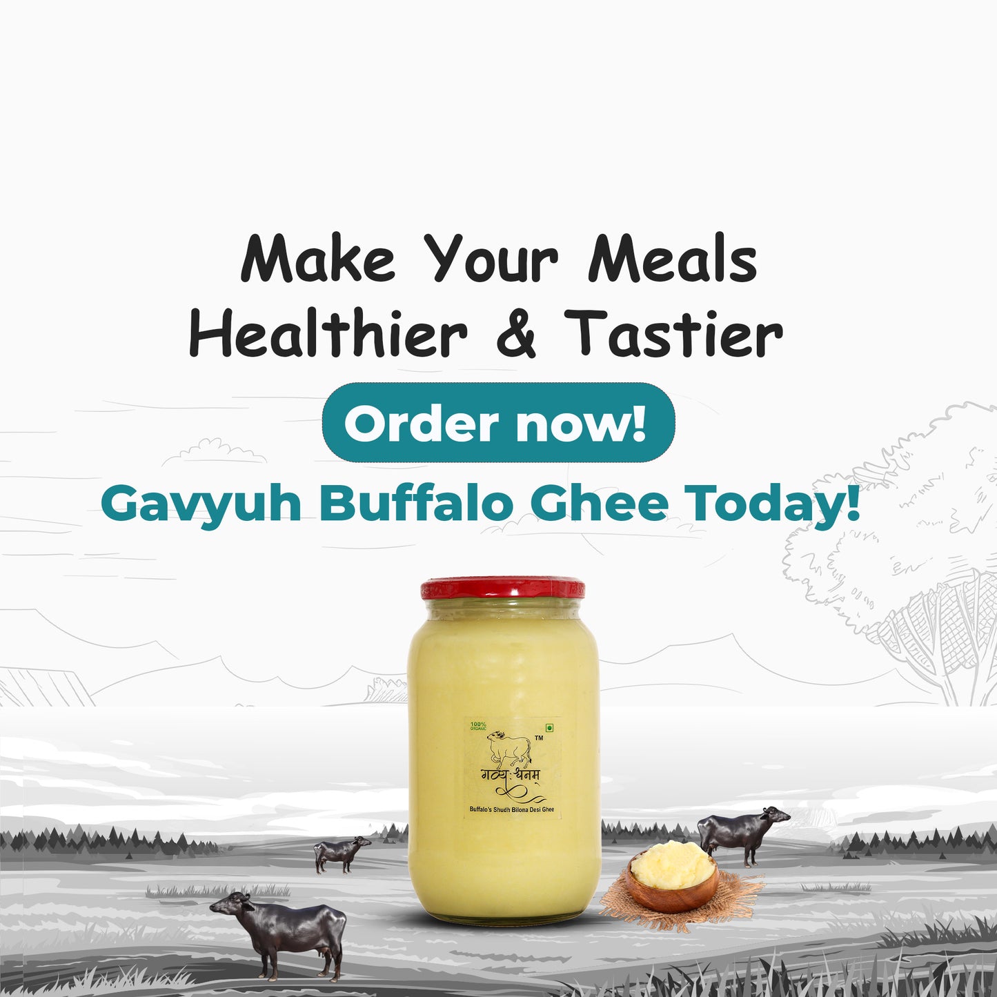 1 Liter Buffalo Bilona Ghee Glass