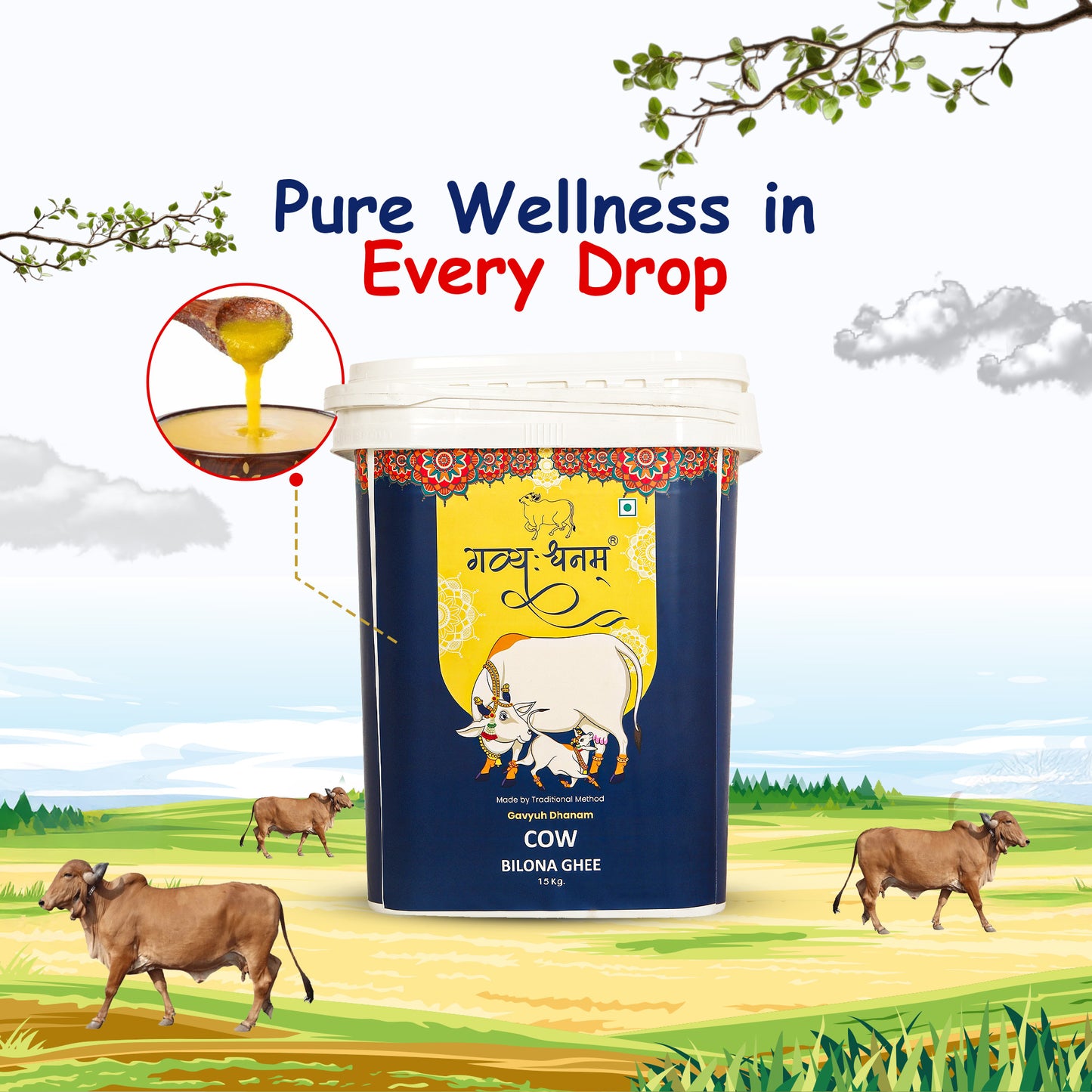 15Kg Cow Bilona Ghee Bucket