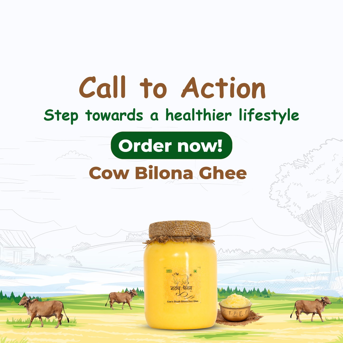 1 Liter Cow Bilona Ghee Plastic Jar