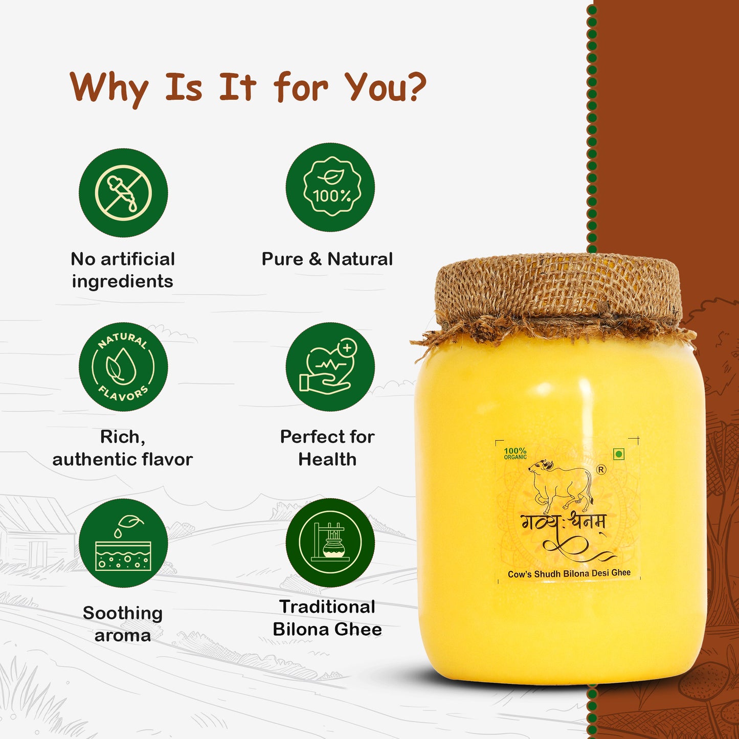 1 Liter Cow Bilona Ghee Plastic Jar