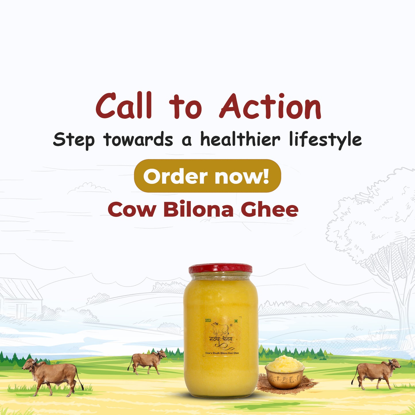 1 Liter Cow Bilona Ghee Glass