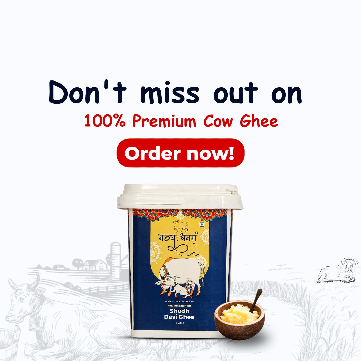 5 Liter Cow Bilona Ghee Bucket