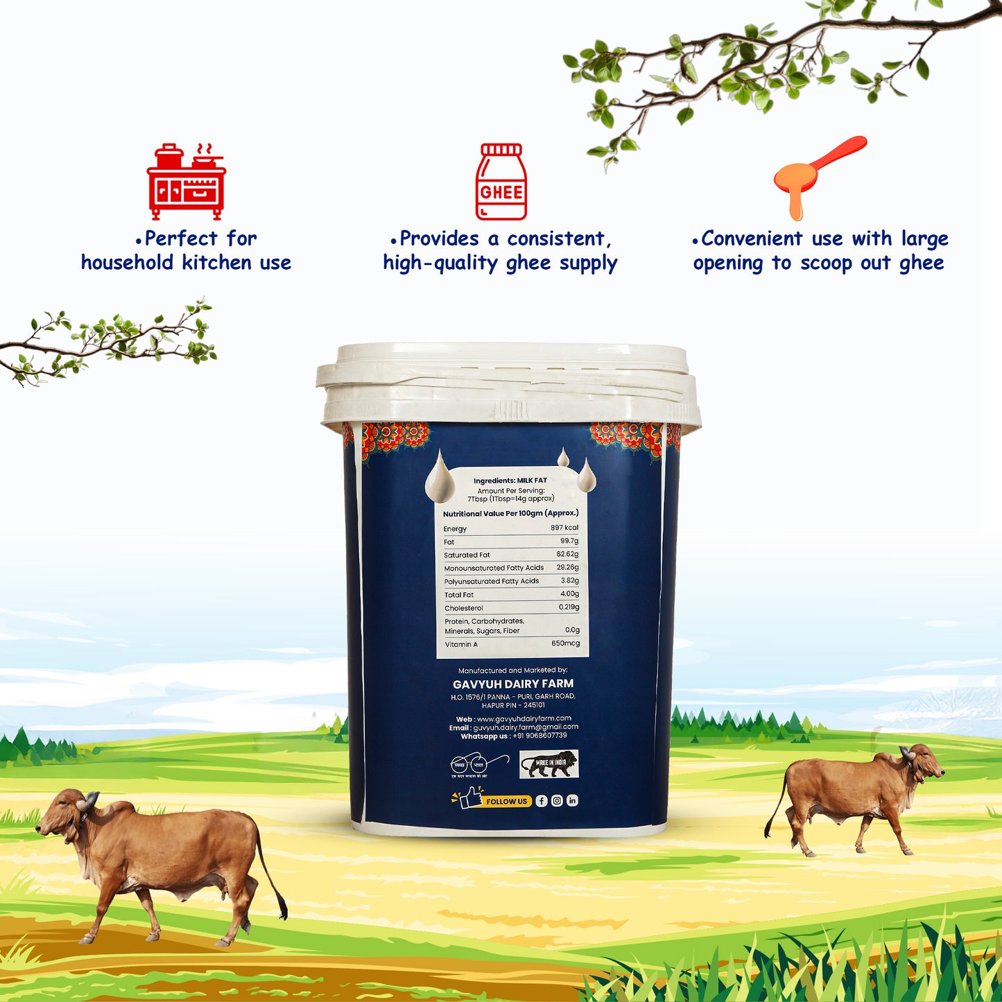 15Kg Cow Bilona Ghee Bucket