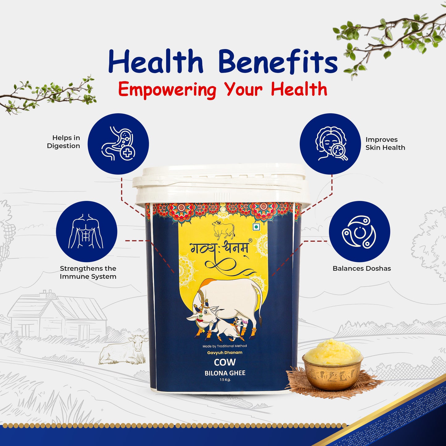 15Kg Cow Bilona Ghee Bucket