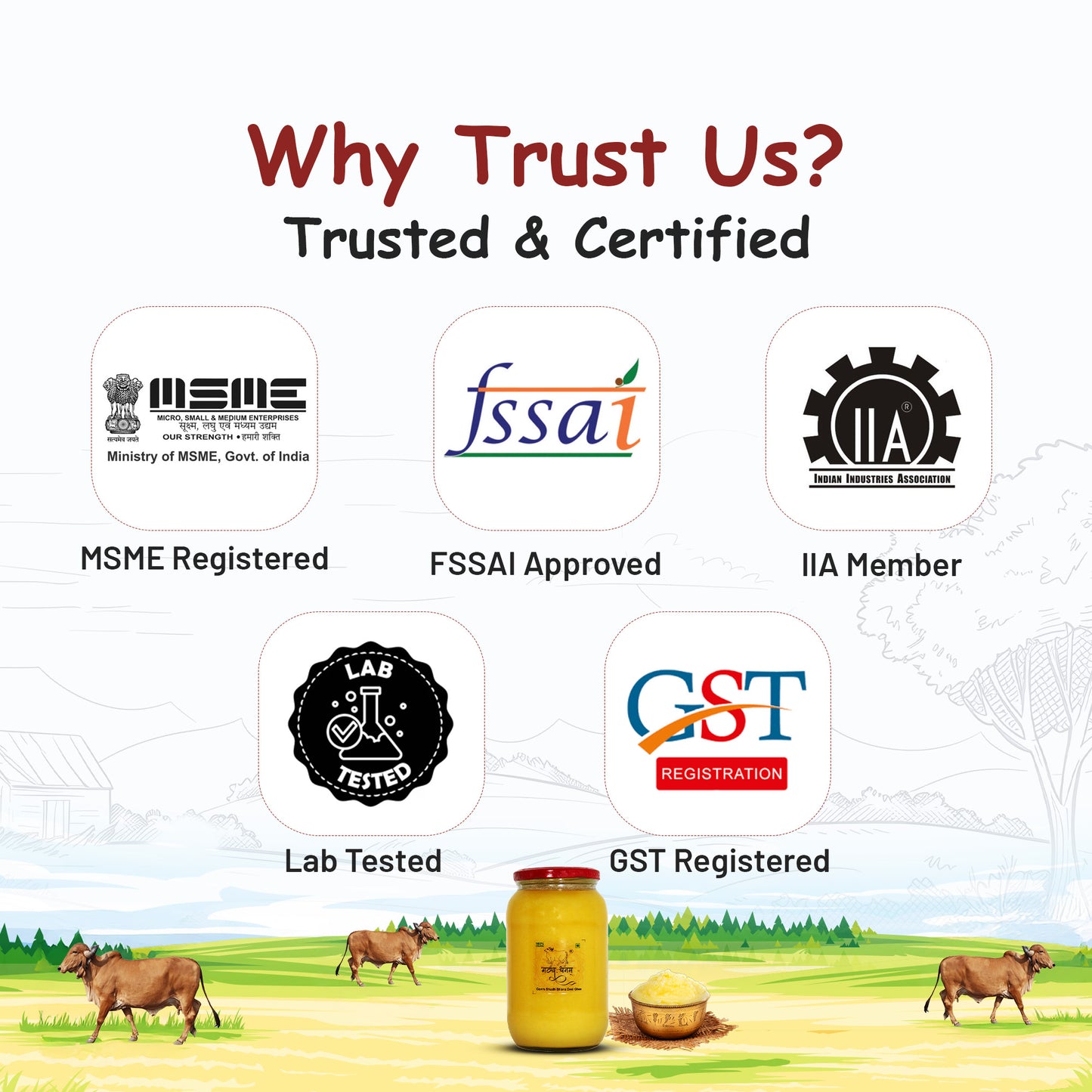 1 Liter Cow Bilona Ghee Glass