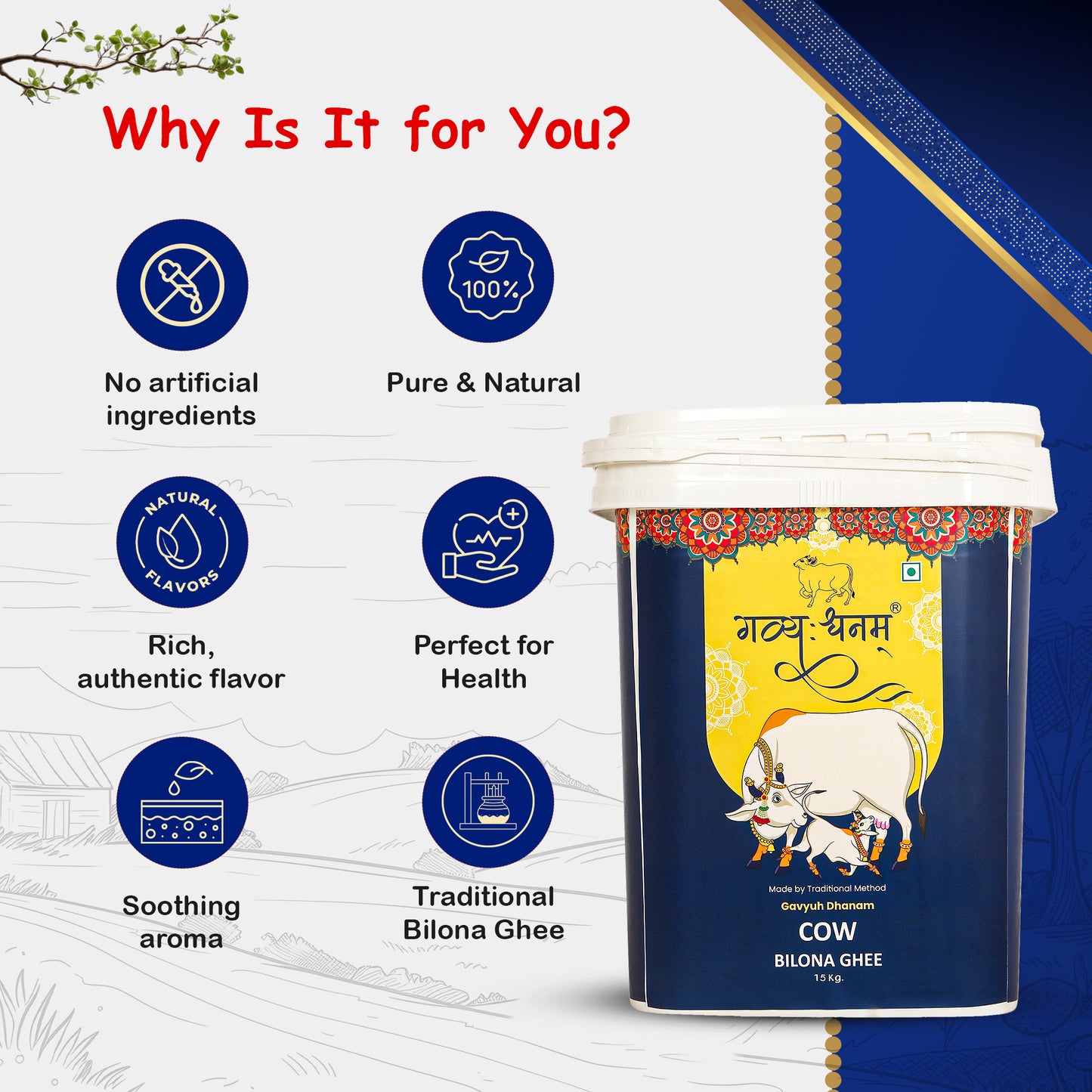 15Kg Cow Bilona Ghee Bucket